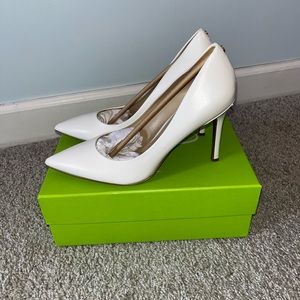 Sam Edelman Hazel Pointed Heel. Color: Bright White Leather. Heel Height: 3.75in